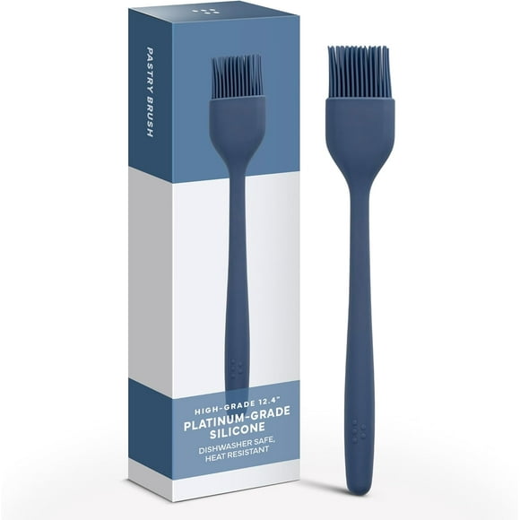 Misen Silicone Basting Brush – Dishwasher Safe, Heat-Resistant Pastry Brush – Ideal for Grilling, Baking, and Applying Sauces and Oils – High-Grade Silicone Coating - 12.4" Blue