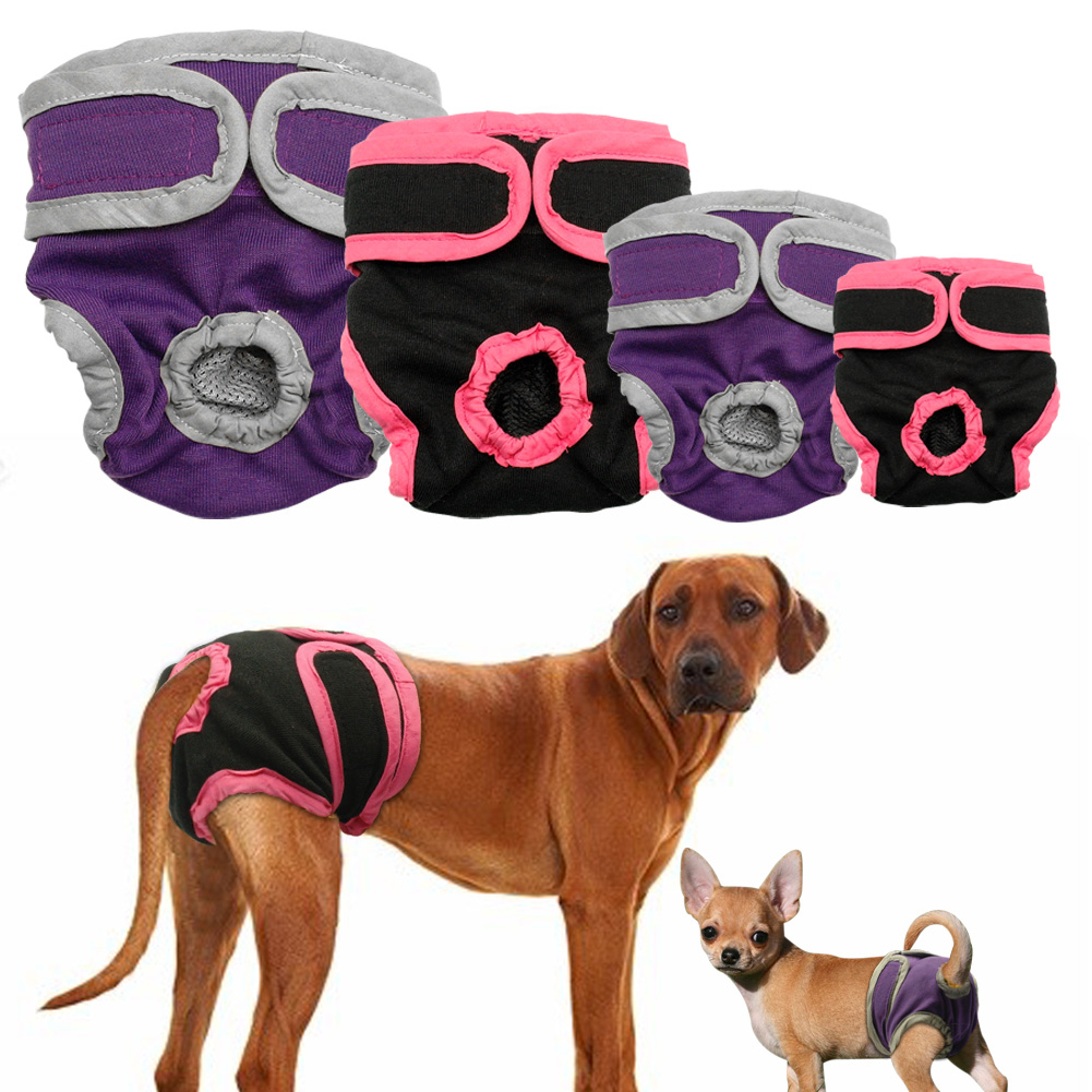 GFEU 2 Pack Pet Dog Diaper Reusable Female Dog Hygiene Pants Washable Nappy Pants Small, Purple