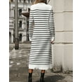 thumbnail image 4 of Womens 2024 Fall Striped Bodycon Midi Dress Crew Neck Slim Fit Ribbed Knit Sweater Dresses Shermie, 4 of 6