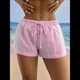 thumbnail image 4 of Pantalones Cortos de Playa de Verano con Cintura con Cordón y Estampado de Rayas para Mujer. Rayas Rosas S, 4 of 10