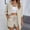 Beige, variant on mihongmao Vacation Outfits for Women Plus Size Fashion Women 3/4 Sleeve and Short Pants Casual 2PC Sets with Pockets Pink L
