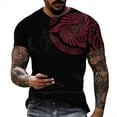 thumbnail image 1 of TSADFHJI T-Shirts pour Hommes Manches Courtes Automne Mode Printemps Été Décontracté Manches Courtes Col Rond T-Shirts Imprimés Haut Blouse TTTG Vin, 1 of 4