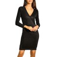 thumbnail image 1 of INSPIRE CHIC Robe Moulante Extensible à Manches Longues et Col en V Pailleté pour Femmes, 1 of 7