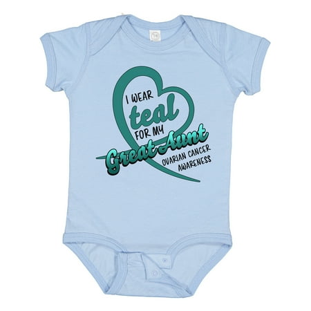 

Inktastic I Wear Teal for My Great Aunt Heart Ribbon Ovarian Cancer Gift Baby Boy or Baby Girl Bodysuit