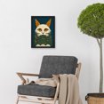 thumbnail image 2 of Melancholy Moggie Cat Illustration William Morris Style Teal Gold Artwork Framed Wall Art Print A4, 2 of 4