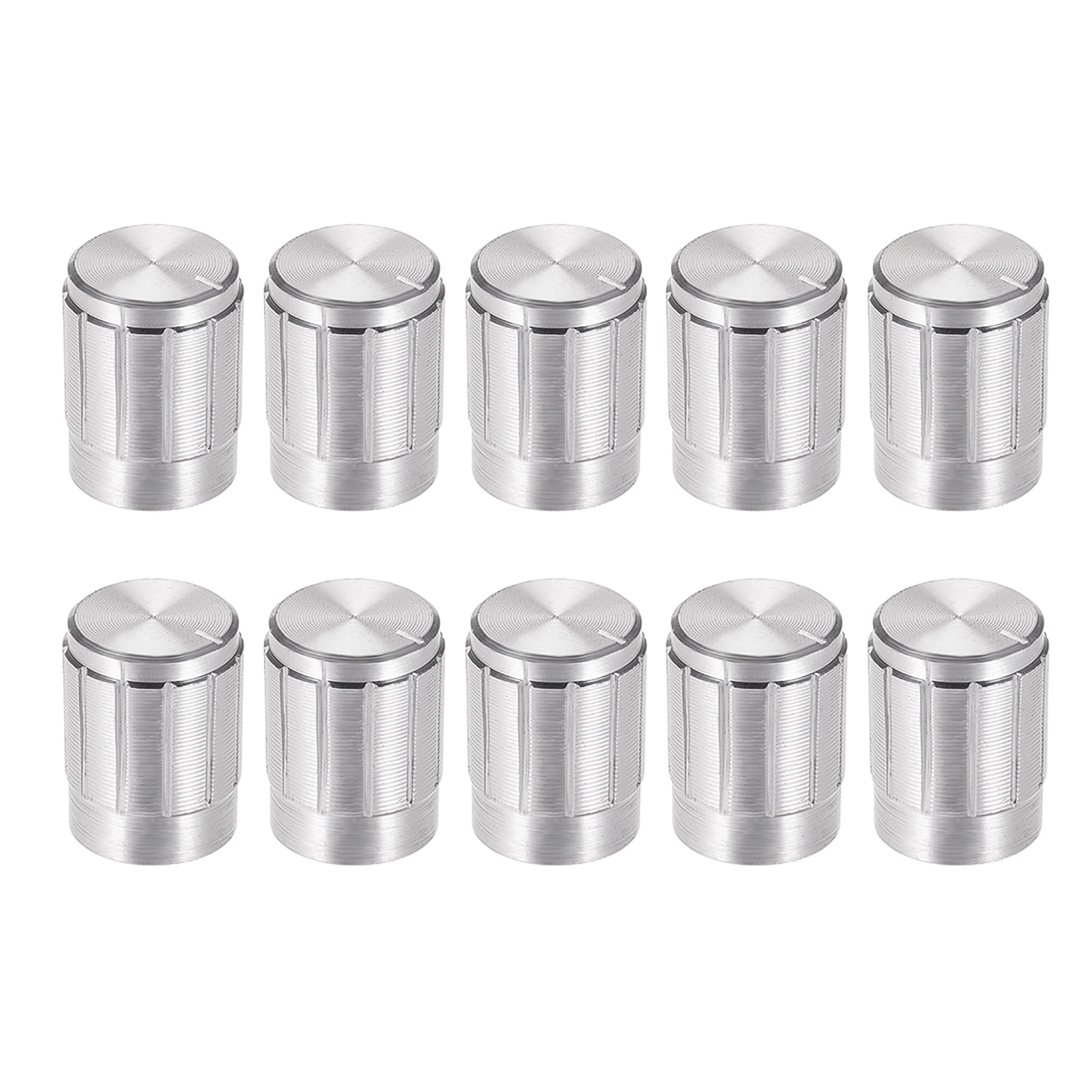 10pcs Potentiometer Knob Cover Cap Silver Tone Aluminum 6mm Shaft Dia