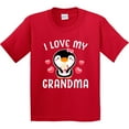 thumbnail image 3 of Inktastic I Love My Grandma with Cute Penguin and Hearts Youth T-Shirt, 3 of 5
