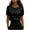 *Black, variant on Women's Satin Pearl Embellished Blouse,Ladies Short Sleeve Crew Neck Work Top,Elegant Silk-Like Office Shirt for Women,Red,S-2XL