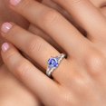 thumbnail image 4 of Gem Stone King 925 Sterling Silver Blue Tanzanite 3 Stone Engagement Ring for Women | 1.24 Cttw | Oval 8X6MM | Round 2MM | Gemstone December Birthstone | Size 9, 4 of 6