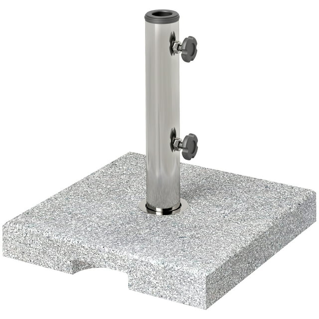 Outsunny Base Carrée pour Parasol de Patio, Support de Parasol avec Poignées, Gris