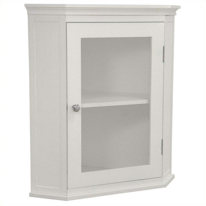 Elegant Home Fashions Madison 1-Door Corner Wall Cabinet in White 