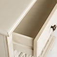 thumbnail image 4 of Benzara Koi 32 Inch Acacia Wood Accent Cabinet Console, 2 Fretwork Tempered Glass Doors, 1 Shelf, Antique White, 4 of 5