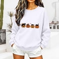 thumbnail image 2 of Women's Hoodless Sweatshirt Halloween Cat Cozy Long Sleeve Crewneck Top for White 3XL, 2 of 4
