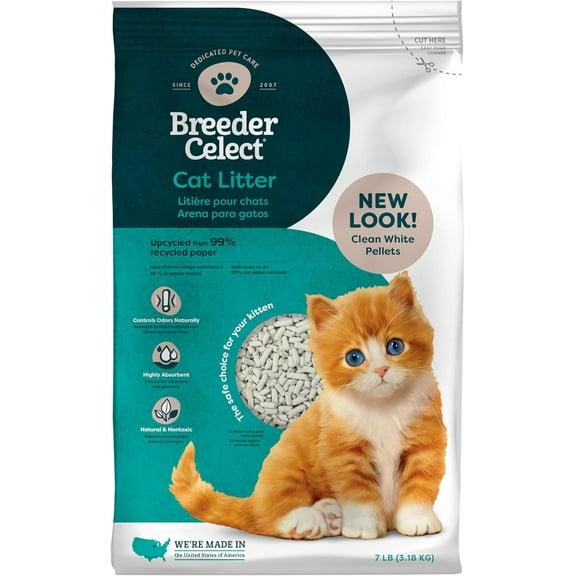 Breeder Celect Cat Litter | 99% Recycled Paper | Highly Absorbent | Natural & Nontoxic | 14 lb bag