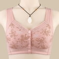 thumbnail image 5 of Conjunto de lencería Sujetador frontal con botones para mujer, ropa interior inalámbrica de alto soporte y cierre fácil (rosa 4XL) Cgtredaw Rosa T 24 para Mujer, 5 of 5