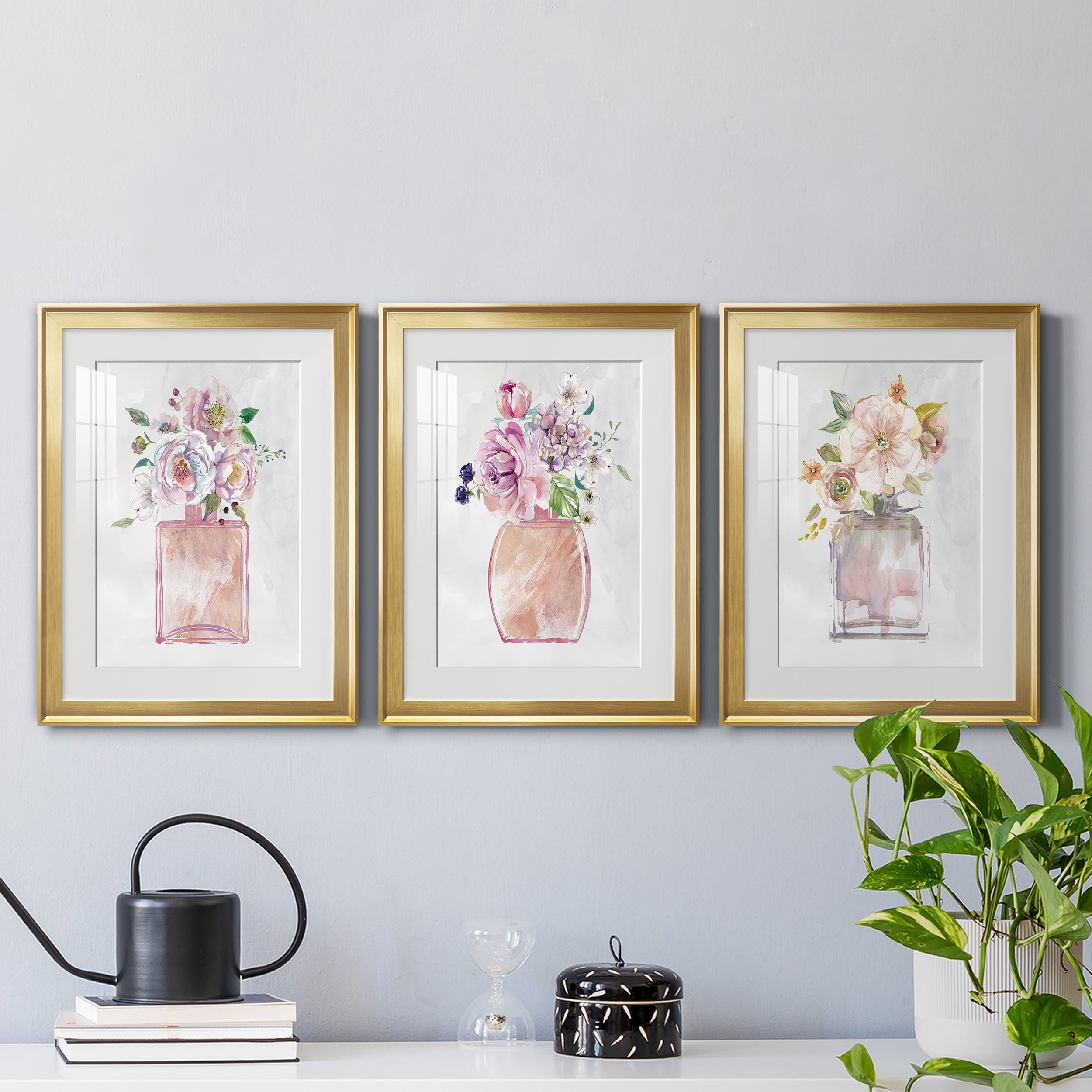 Fragrance of Summer I Premium Framed Prints Set of 3 - Ready to Hang - 22 x 30 Each - Gold Frame