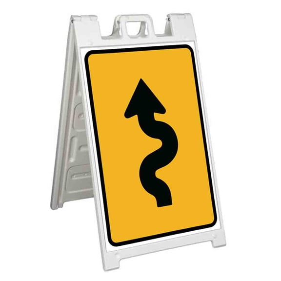 Winding Road Left (24" X 36") Standard A-Frame Signicade, Includes Decal Applied To Stand