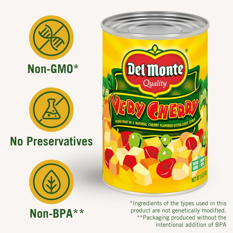 Del Monte Very Cherry Mixed Fruit in Extra Light Syrup, 15 oz Can