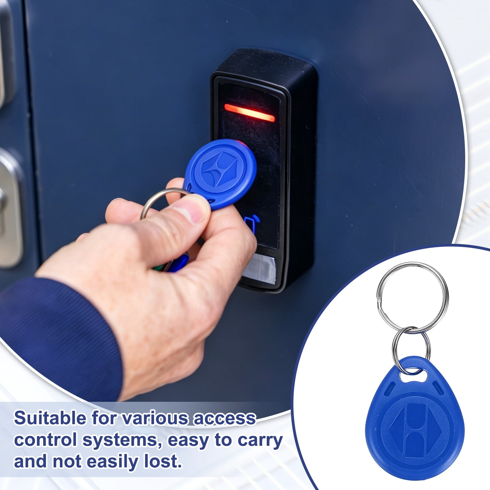 Uxcell 125kHz T5577 RFID Key Fob Tag, (Blue) (30pcs), Writable Rewritable Smart Key Fobs Tags Blank Clone IC Card Key Classic 1K, Suit for - Entry Access Control Systems