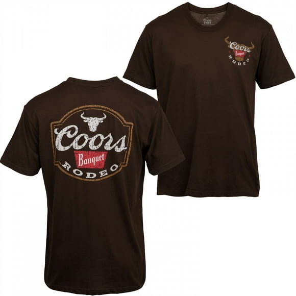 Coors Banquet Rodeo Logo Brown Colorway Front and Back Print T-Shirt-Large