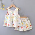 thumbnail image 2 of kpoplk Infant Toddler Baby Girl Summer Clothes Floral Ruffle Sleeve Shirt Dress Tops and Bloomers Shorts Set Cute Outfits Size 4-5 Years,Yellow, 2 of 4