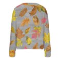 thumbnail image 3 of Cárdigan informal con estampado de hojas para mujer, chaqueta con botones, blusa de poliéster, para otoño e invierno, 3 of 4