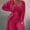 Hot Pink, variant on BONIXOOM Matching Family Christmas Pajamas Christmas Pajamas For Women Loungewear None Long Sleeve Solid Sleepwear Sets Black XXL