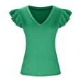 thumbnail image 5 of Mittory Women's Summer Sleeveless Tops V Neck Ruffle Shirts Knit Ribbed Tank Top Sexy Blouse, 5 of 5