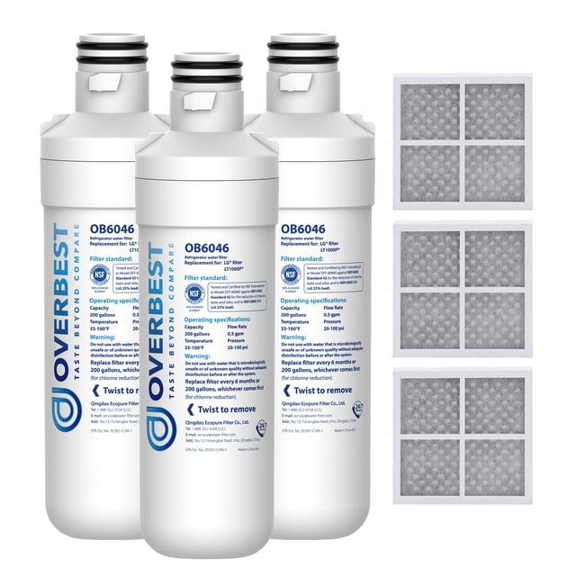 Filtro de agua y aire Overbest LT1000PC ADQ747935 para LG