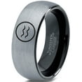 thumbnail image 1 of Tungsten Horoscope Aquarius Band Ring 8mm Men Women Comfort Fit Black Dome Brushed Gray Polished, 1 of 4