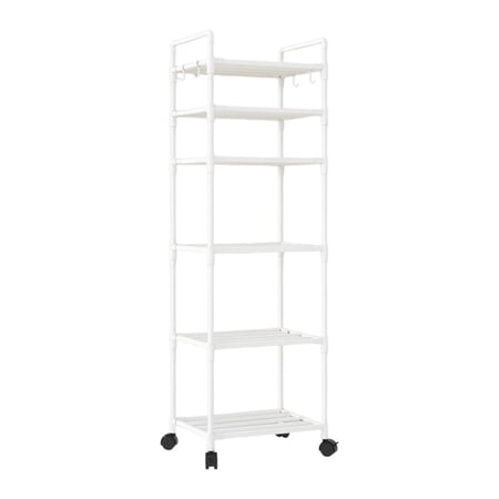 HCBY 6 Tier Kitchen Rack Trolley Floor Standing Household Storage Rack for Living Room Bathroom Organization