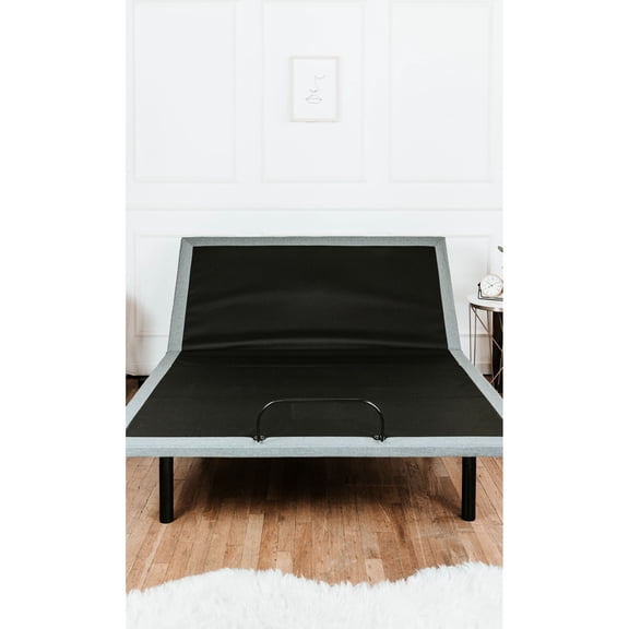 Adjustable King Bed Base - Head And Foot Feature, 4 Ports, Dual 3-level Massage, Under Lighting, Memory Positions, Wireless Remote With Flashlight, No Box Spring Requirement, Steel, Black Grey