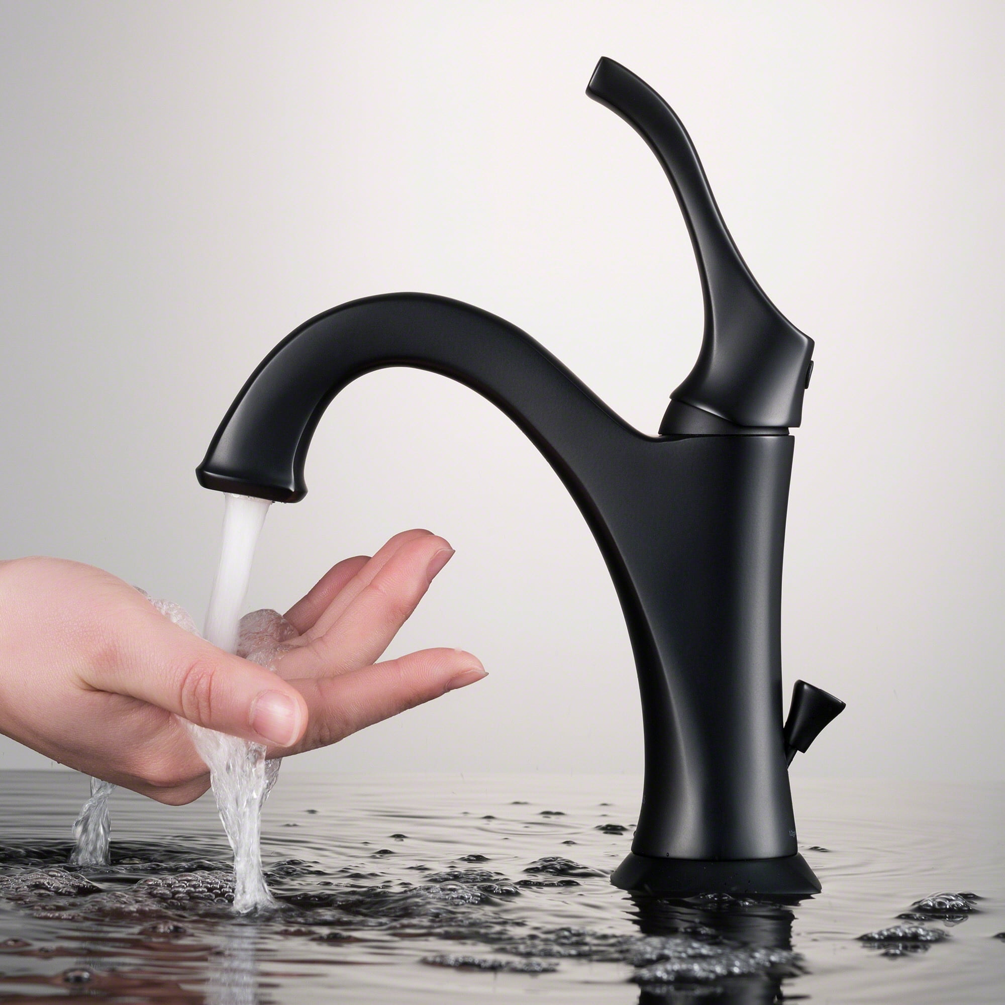 KRAUS Arlo Matte Black Single Handle Basin Bathroom Faucet with Lift Rod Drain and Deck Plate (2-Pack)