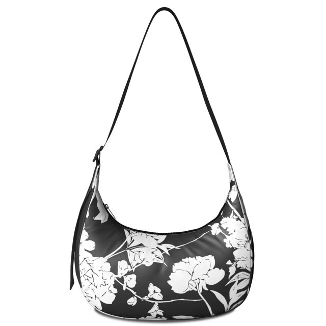 Adjustable Strap Crossbody Bag with Romantic Rose and Peony Pattern Vintage Boho Style Lightweight Nylon Suitable for Daily Use and Travel