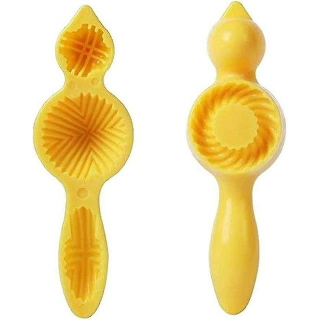 2 piezas de moldes para galletas, moldes Maamoul para dulces de chocolate Smallbee — dos moldes amarillos de plástico apto para uso alimentario con mango y cavidades estriadas para formar pasteles orientales; medidas aproximadas 19 cm x 6 cm x 3 cm; uso fácil para adultos y niños, recomendados como regalo y para actividades de repostería en familia; también suelen usarse para dar forma a porciones pequeñas de relleno o dulces caseros.