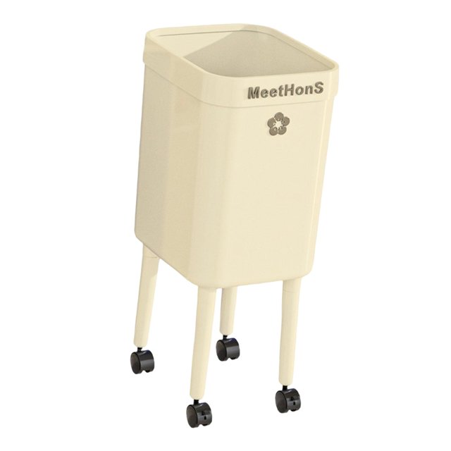 Cubo de basura con ruedas Contenedor de basura Cómodo Robusto Durabilidad Ergonómico Práctico Crema