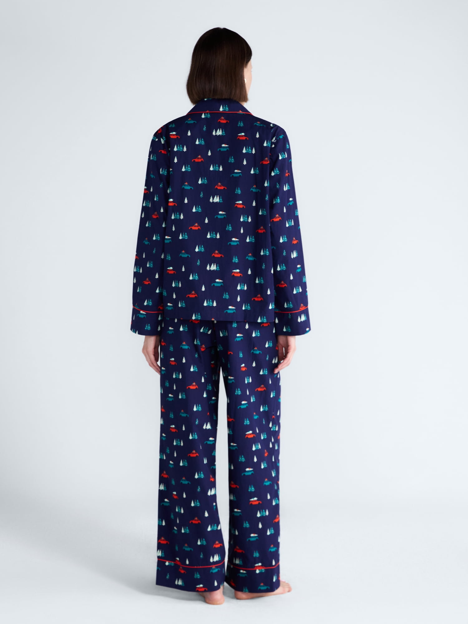 Free Assembly Matching Family Pajamas Women’s and Women's Plus Top and Pants Gift Set, 2-Piece, Sizes XS-3X