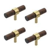 LC LICTOP 2Pcs Drawer Pulls Single Hole Furniture Handles with Mounting Screws Black Walnut Wood
