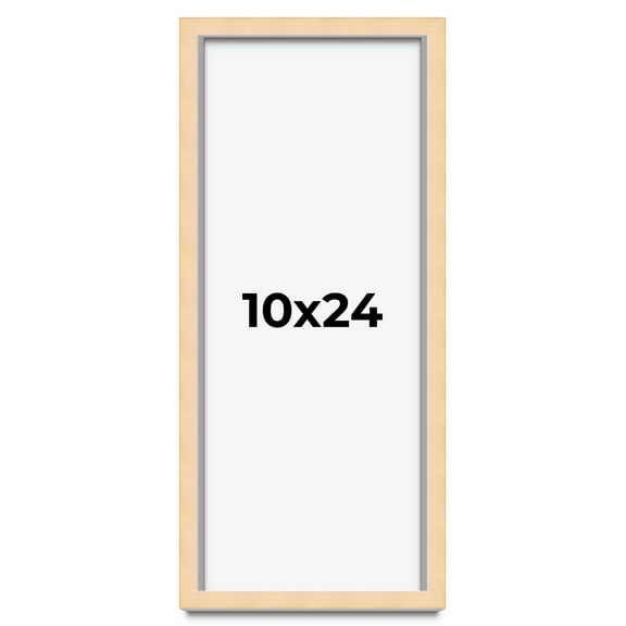 10x24 Frame Natural Wood Picture Frame | 0.75 Inch Moulding Width | with UV Acrylic Plexiglass,