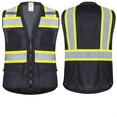 thumbnail image 4 of ProtectX 6 Pockets High Visibility Zipper Front Safety Vest with Reflective Tape Strips, Lightweight & Solid Fabric, ANSI/ISEA Certified Class 2, Black - 3X Large, 4 of 7