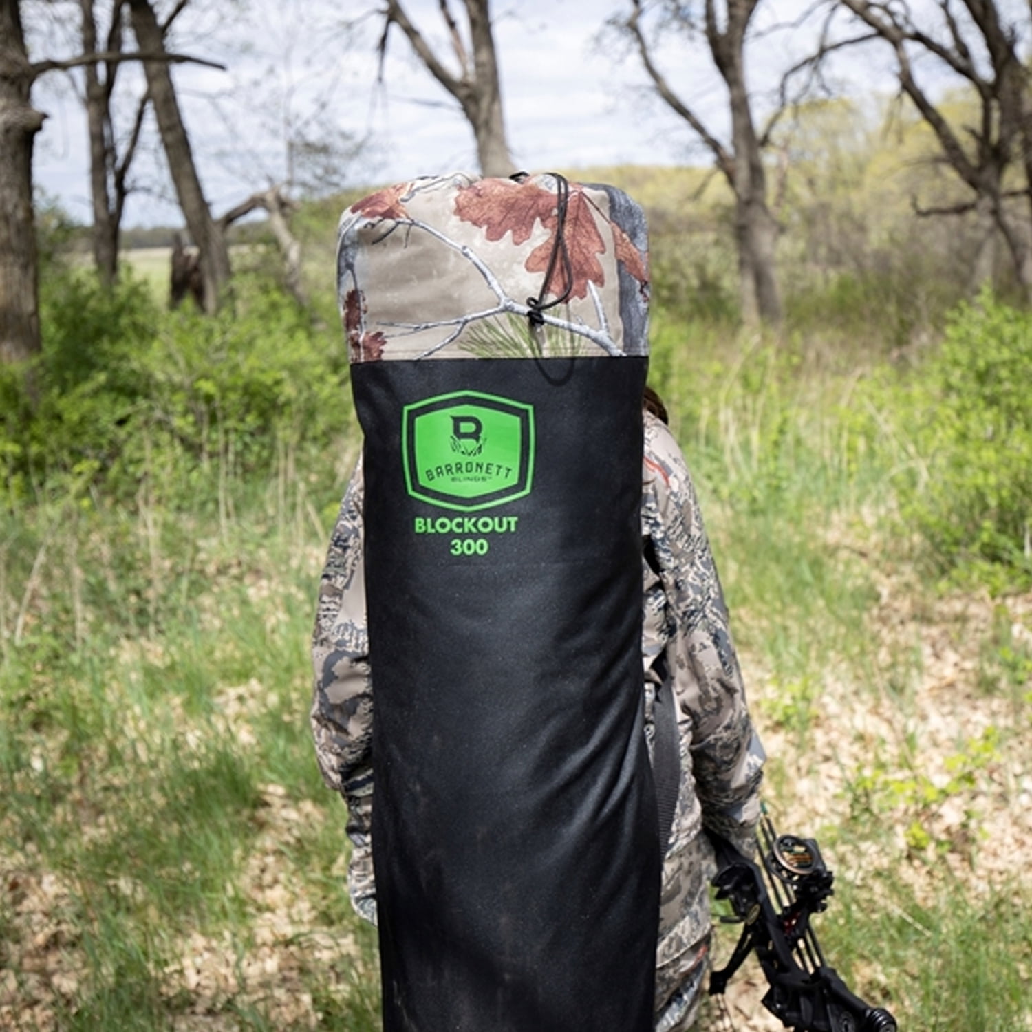Barronett Blockout 300 Pop Up 3 Person Hunting Ground Blind Tent, Backwoods Camo