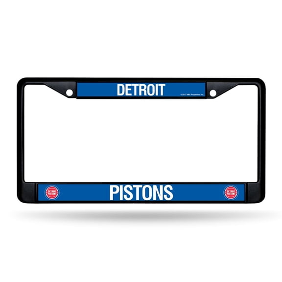 Detroit Basketball Pistons Metal License Plate Frame - Standard 12 x 6 in - Black
