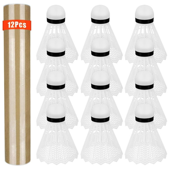 Volantes de bádminton Hysagtek, 12 unidades, de plástico, color blanco