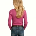 thumbnail image 3 of Maean Girls Long Sleeve Shirts Crewneck Ribbed Casual Stretchy Tops Tees Undershirts for Kids Toddler, 3 of 5