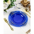 thumbnail image 4 of 350 Piece Clear Blue Plastic Dinnerware Set for 50 Guests, Fancy Disposable Plates, Include: 100 Blue Rim Plastic Plates, 150 Silverwares, 50 Pre Rolled Napkins, 50 Cups for Party, Wedding, 4 of 14