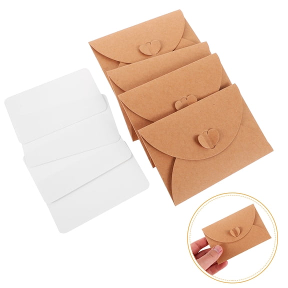 LOLIPPYY 20-Pack Brown Kraft Paper Envelopes with Heart Clasp for Writing Messages, Party Favors, and Holiday Celebrations