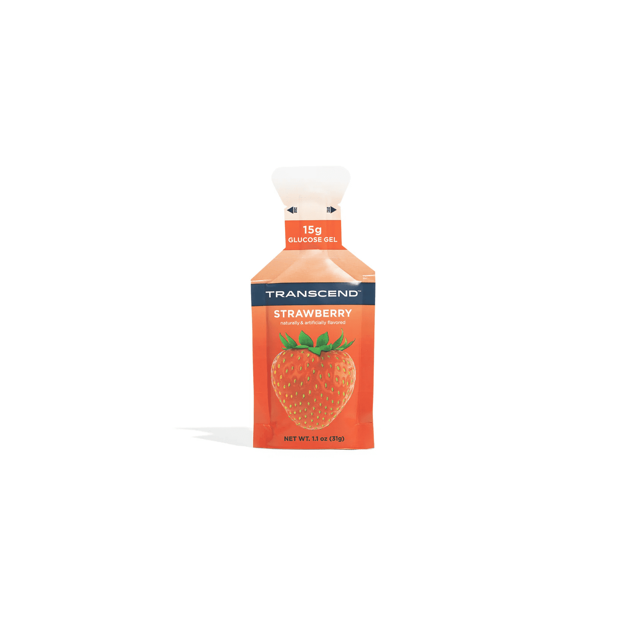 Transcend Strawberry Carb Energy Gel Packs, 15 Count (15g Each, 1.1 oz), Gluten-Free, Made in USA