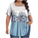 thumbnail image 2 of Tops Cortos para las Mujeres Impreso Cuello de Gran Tamaño Plisado Manga Corta Suelta Superior en Tamaños Más L-5xl, 2 of 4