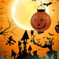thumbnail image 3 of ZAXARRA Halloween Paper Lantern LED Lights Pumpkin / Spider / Castle / Skull / Bat Print Room Decoration, 3 of 8