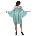 thumbnail image 5 of Moomaya Turquoise Blue Womens Off Shoulder Summer Beach Dress Cotton Vacation Dress With Bell Sleeves - XL, 5 of 7